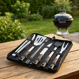 Metal BBQ Tools Set in Carry Bag Black