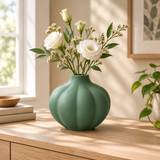 Ribbed Design Glass Vase Green - 10cm