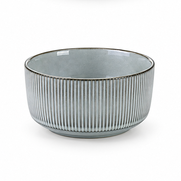 Cuisine Art 12-Piece Stoneware Dinner Set – Grey Ribbed