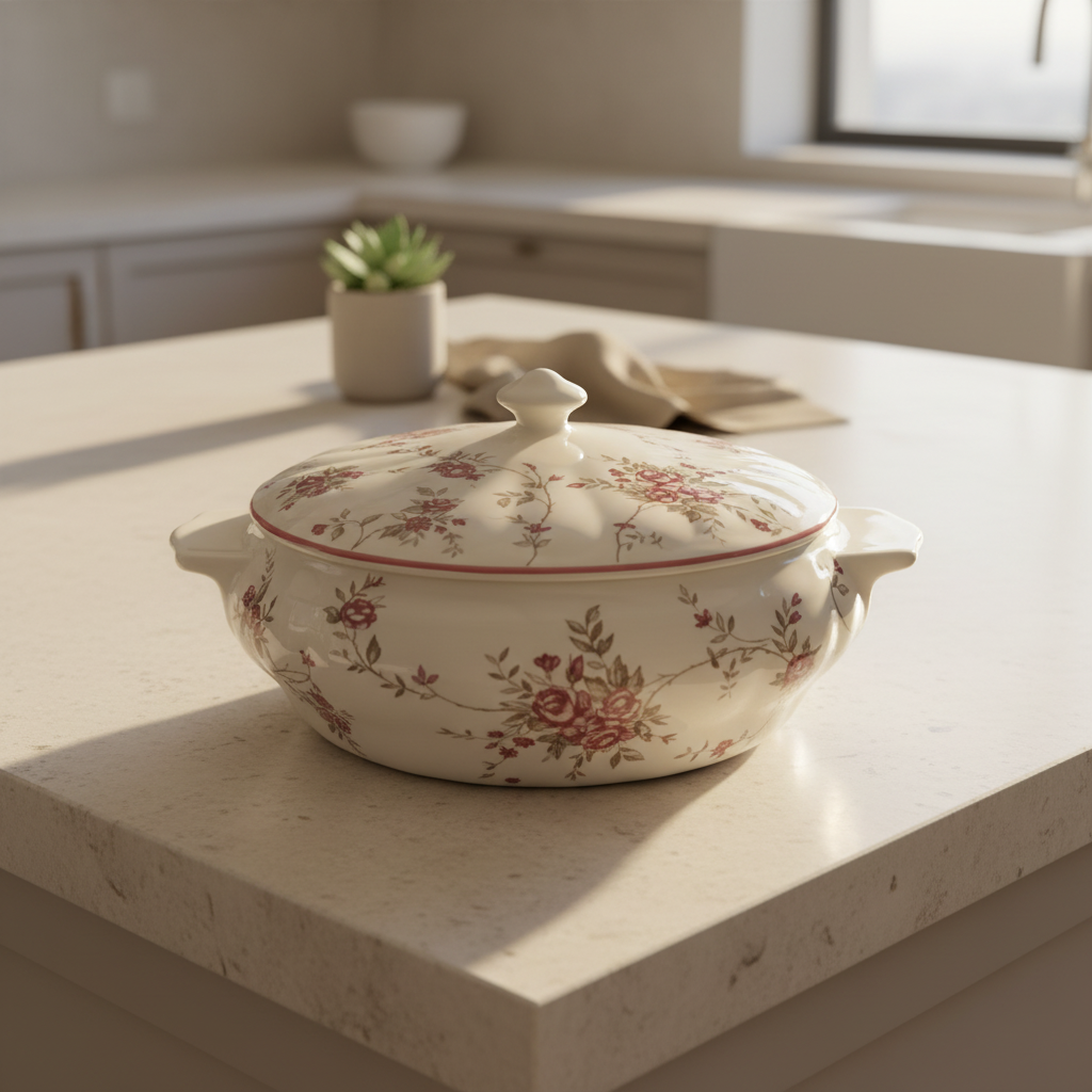 Legend Floral Ceramic Casserole with Lid Cream - 2650ml