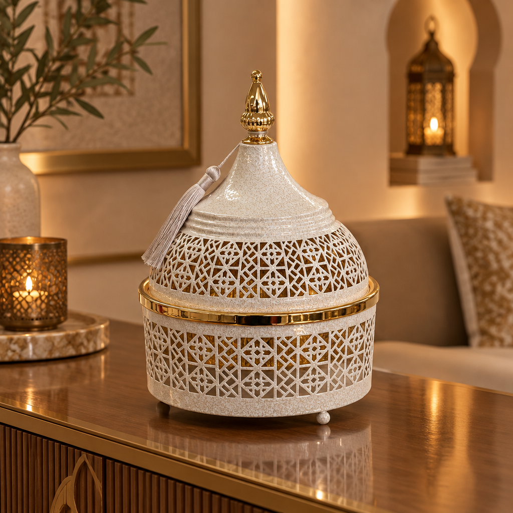 طاجن معدني ذهبي وكريمي - 20×25 سم