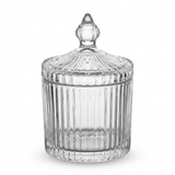 Ribbed Glass Sugar Pot with Decorative Lid – 8×10cm
