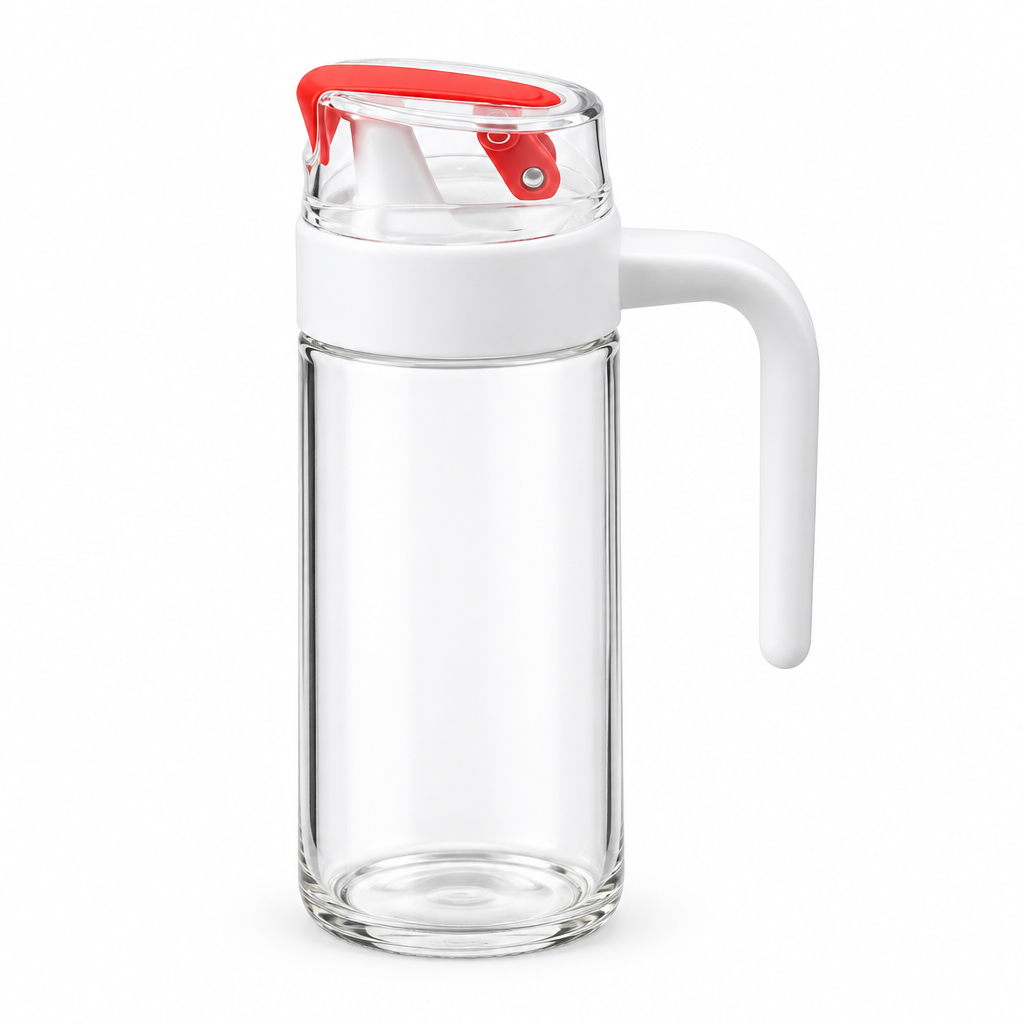 Glass Oil Pot White & Red - 500ml