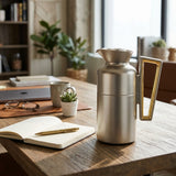 Fursan Vacuum Flask Set, 0.7 Litre + 1 Litre, Matte Nickel with Gold Accents