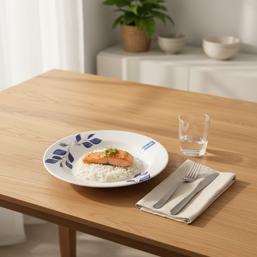 Henlee White & Blue Melamine Deep Plate - 9 Inch