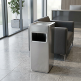 Royalite Steel Dust Bin with Ashtray Silver – 15 Litres