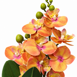 Artificial Orchid Flower Plant with Ceramic Pot Orange - 40cm