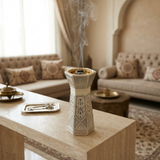 Chalk Incense Burner Ivory White & Silver - 18cm