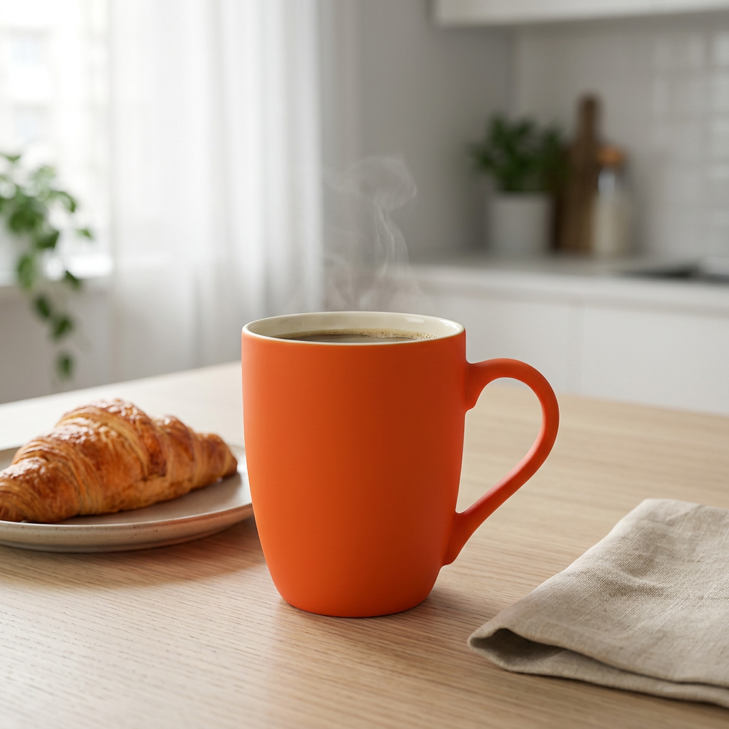 Ceramic Mug Orange & White - 350ml