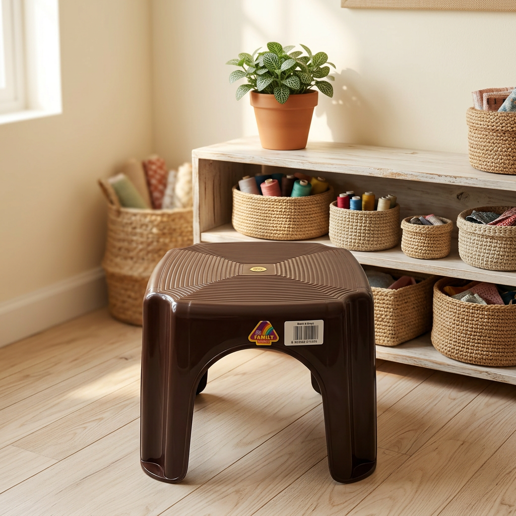 Family Plastic Stool Dark Brown –  20×25cm