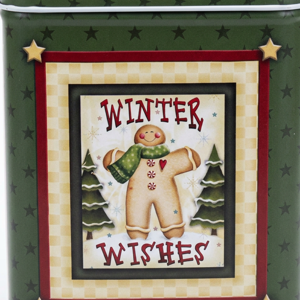 Metal Christmas Candy Box with Lid Dark Green - 14×10cm