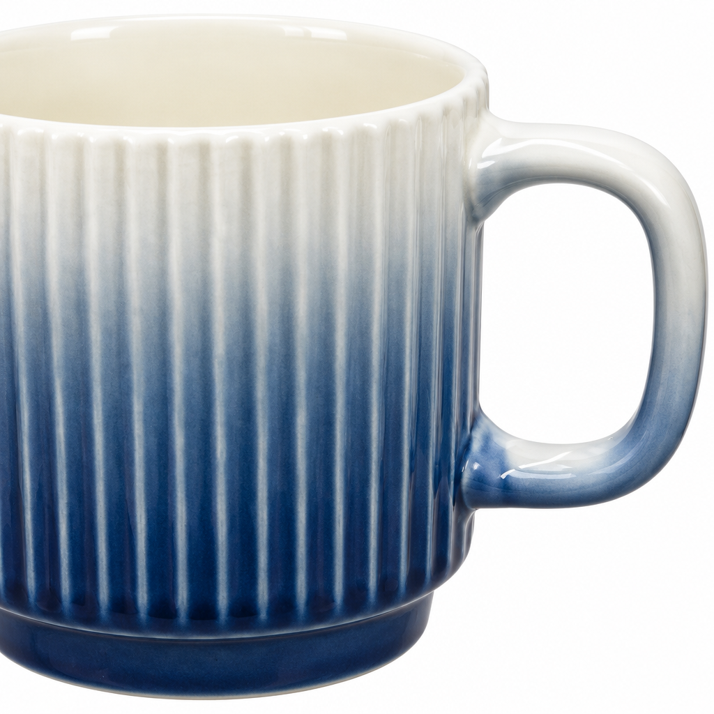 Ribbed Ceramic Mug Navy Blue - 350ml