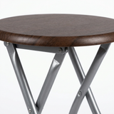 Wooden & Metal Folding Stool Brown & Silver – 30×45cm