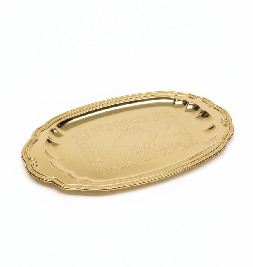 Edelolanz Gold Oval Shape Steel Tray 30×17 cm – Chic and Glossy Finish, Perfect for Serving or Displaying Centerpieces - Al Kabayel Discount CentreEdelolanz Gold Oval Shape Steel Tray 30×17 cm – Chic and Glossy Finish, Perfect for Serving or Displaying CenterpiecesServing TraysEDELOLANZAl Kabayel Discount Centre