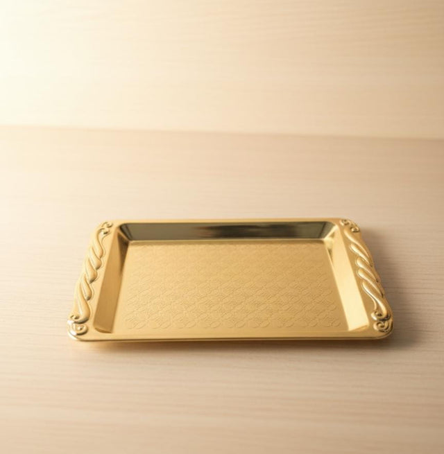 Edelolanz Gold Rectangle Steel Tray 20×10 cm – Compact Size, Classy Design, Multi - Purpose Tray for Snacks, Candles, or Home Décor - Al Kabayel Discount CentreEdelolanz Gold Rectangle Steel Tray 20×10 cm – Compact Size, Classy Design, Multi - Purpose Tray for Snacks, Candles, or Home DécorServing TraysEDELOLANZAl Kabayel Discount Centre