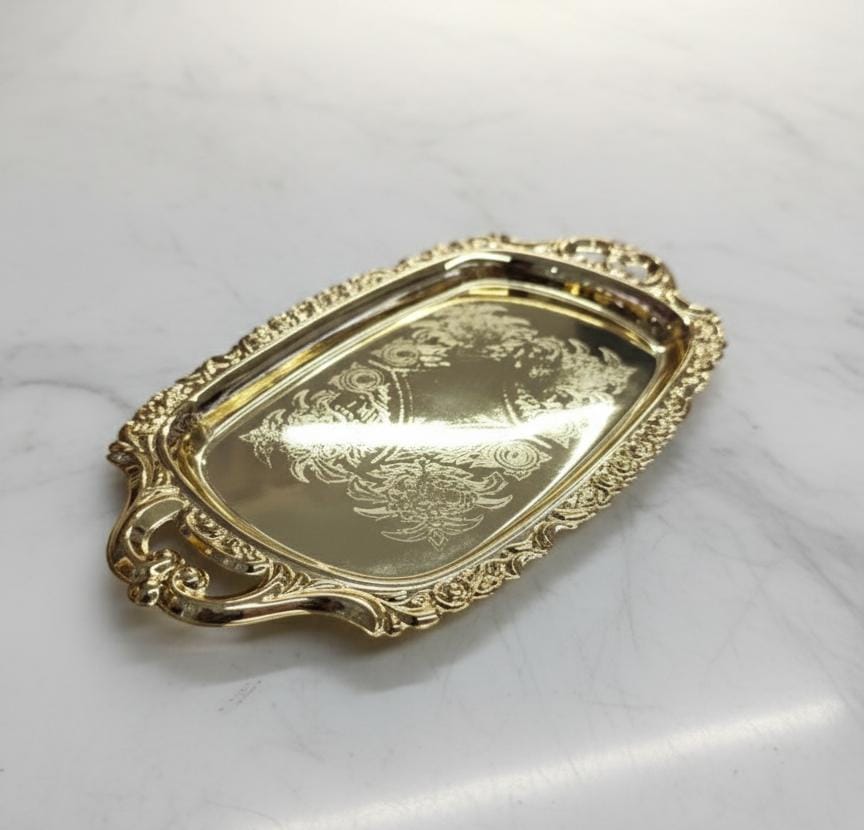 Edelolanz Gold Rectangle Steel Tray 20×11 cm – Sleek and Elegant Design, Rust - Resistant Metal, Perfect for Serving or Organizing Accessories - Al Kabayel Discount CentreEdelolanz Gold Rectangle Steel Tray 20×11 cm – Sleek and Elegant Design, Rust - Resistant Metal, Perfect for Serving or Organizing AccessoriesServing TraysEDELOLANZAl Kabayel Discount Centre