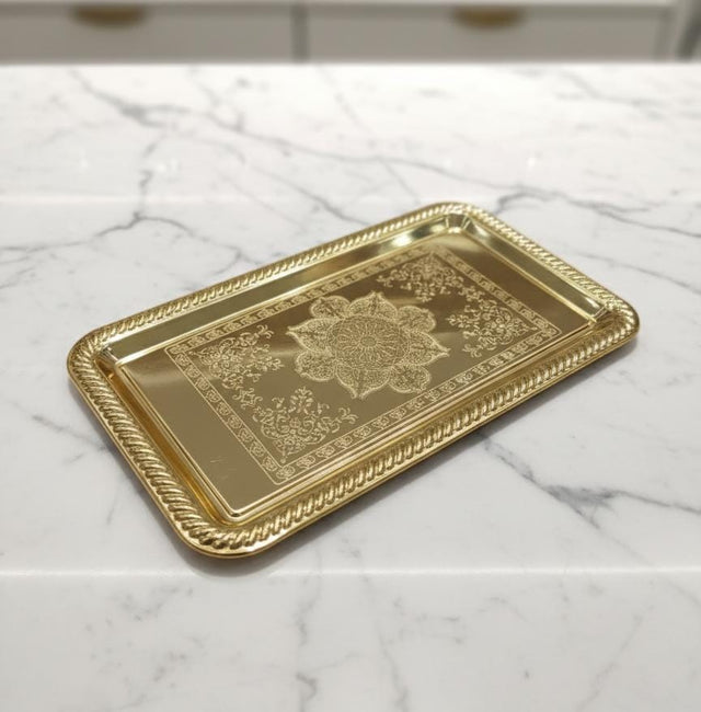 Edelolanz Gold Rectangular Steel Tray 34×20 cm – Premium Decorative Tray, Elegant Shine, Suitable for Tables, Events, or Displays - Al Kabayel Discount CentreEdelolanz Gold Rectangular Steel Tray 34×20 cm – Premium Decorative Tray, Elegant Shine, Suitable for Tables, Events, or DisplaysServing TraysEDELOLANZAl Kabayel Discount Centre