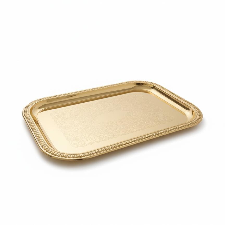 Edelolanz Gold Rectangular Steel Tray 35×24 cm – Elegant Polished Design, Perfect for Serving, Decoration, or Tabletop Display - Al Kabayel Discount CentreEdelolanz Gold Rectangular Steel Tray 35×24 cm – Elegant Polished Design, Perfect for Serving, Decoration, or Tabletop DisplayServing TraysEDELOLANZAl Kabayel Discount Centre