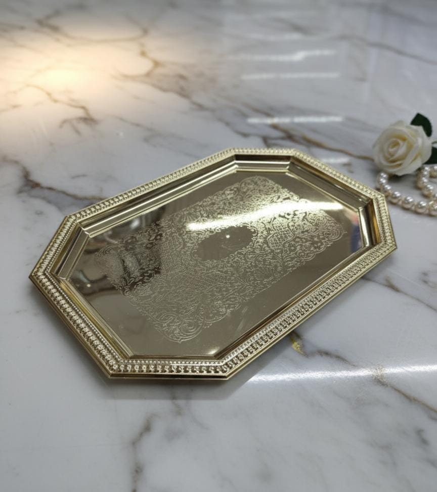 Edelolanz Gold Rectangular Steel Tray 36×24 cm – Modern Luxury Tray, Mirror - Like Shine, Adds Sophistication to Any Décor - Al Kabayel Discount CentreEdelolanz Gold Rectangular Steel Tray 36×24 cm – Modern Luxury Tray, Mirror - Like Shine, Adds Sophistication to Any DécorServing TraysEDELOLANZAl Kabayel Discount Centre