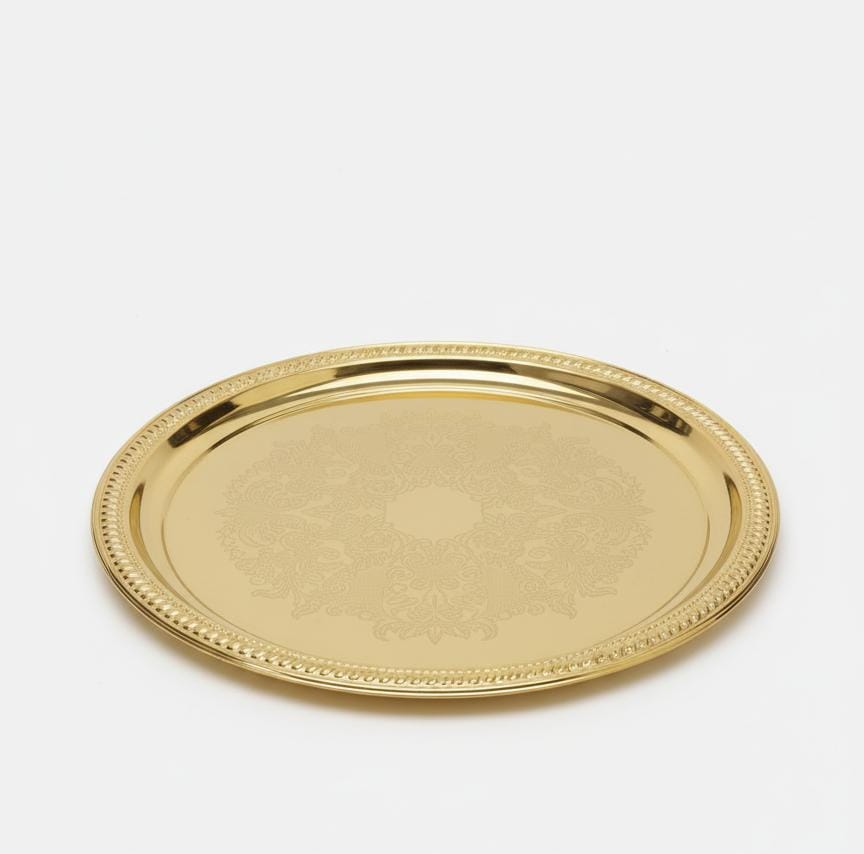 Edelolanz Gold Round Steel Tray 32 cm – Premium Round Serving Tray, Reflective Surface, Perfect for Weddings or Home Décor - Al Kabayel Discount CentreEdelolanz Gold Round Steel Tray 32 cm – Premium Round Serving Tray, Reflective Surface, Perfect for Weddings or Home DécorServing TraysEDELOLANZAl Kabayel Discount Centre