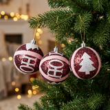 Plastic Christmas Décor Balls 3-Piece Set Red - 10cm