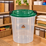 Family Plastic Storage Basket with Locking Lid - 25Litres - Green / Red / Blue
