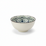 Ceramic Bowl Cream & Navy Blue Patterned - 12cm