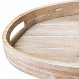 Luhpar Oval Wooden Serving Tray with Cutout Handles - 43×28cm