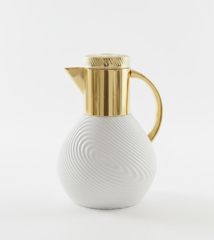 Ejshe 1 Liter Insulated Vacuum Flask – Glossy White Body with Gold Accent Lid, Keeps Beverages Hot or Cold for Hours - Al Kabayel Discount CentreEjshe 1 Liter Insulated Vacuum Flask – Glossy White Body with Gold Accent Lid, Keeps Beverages Hot or Cold for HoursThermosEJSHEAl Kabayel Discount Centre