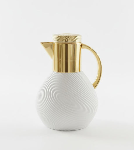 Ejshe 1 Liter Insulated Vacuum Flask – Glossy White Body with Gold Accent Lid, Keeps Beverages Hot or Cold for Hours - Al Kabayel Discount CentreEjshe 1 Liter Insulated Vacuum Flask – Glossy White Body with Gold Accent Lid, Keeps Beverages Hot or Cold for HoursThermosEJSHEAl Kabayel Discount Centre