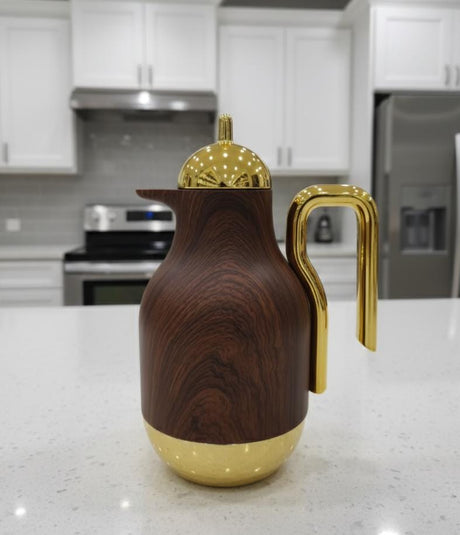 Ejshe 1 Liter Wood Pattern Vacuum Flask – Natural Wood Grain Look with Gold Finish Lid, Perfect for Elegant Home Décor - Al Kabayel Discount CentreEjshe 1 Liter Wood Pattern Vacuum Flask – Natural Wood Grain Look with Gold Finish Lid, Perfect for Elegant Home DécorThermosEJSHEAl Kabayel Discount Centre