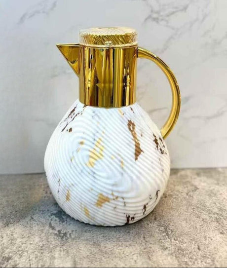 Ejshe Vaccum Flask 1 Liter, ABS Up - Part Body, Pink Glass Refill, Keeps Hot & Cold for 24hrs, White and Marble Pattern - Al Kabayel Discount CentreEjshe Vaccum Flask 1 Liter, ABS Up - Part Body, Pink Glass Refill, Keeps Hot & Cold for 24hrs, White and Marble PatternThermosEJSHEAl Kabayel Discount Centre