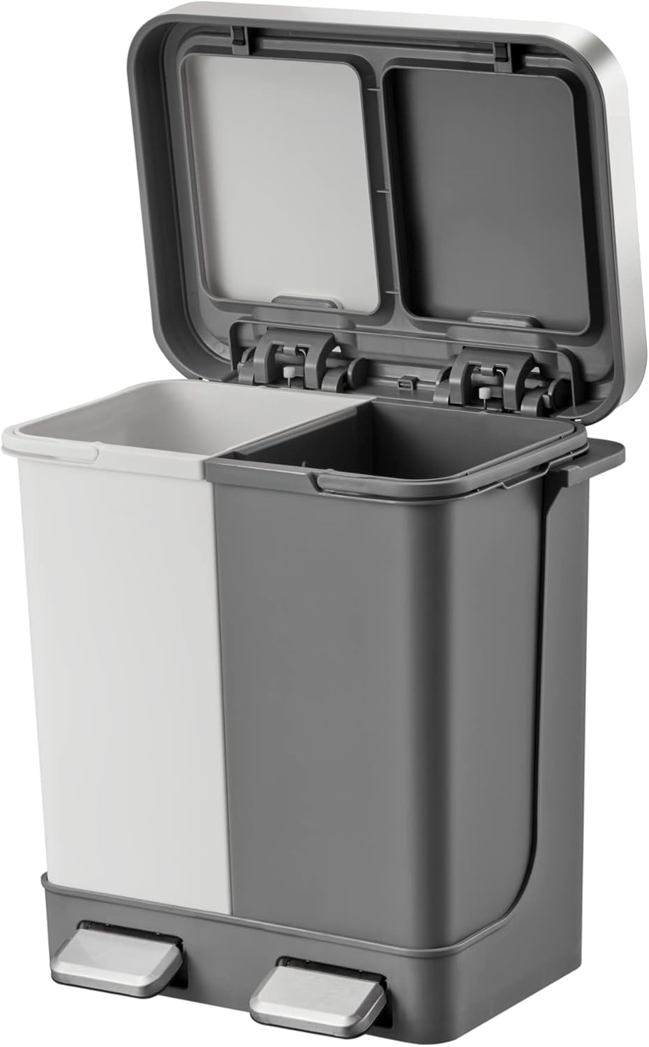 EKO EK6200 - 10L+10L - Pedal Type Recycler Duo Step Bin White/Gray 10L + 10L with Lid Without Inner Box - White&Gray - Al Kabayel Discount CentreEKO EK6200 - 10L+10L - Pedal Type Recycler Duo Step Bin White/Gray 10L + 10L with Lid Without Inner Box - White&GrayOrganizers & AccessoriesEKOAl Kabayel Discount Centre