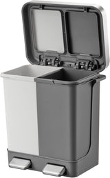 EKO EK6200 - 10L+10L - Pedal Type Recycler Duo Step Bin White/Gray 10L + 10L with Lid Without Inner Box - White&Gray - Al Kabayel Discount CentreEKO EK6200 - 10L+10L - Pedal Type Recycler Duo Step Bin White/Gray 10L + 10L with Lid Without Inner Box - White&GrayOrganizers & AccessoriesEKOAl Kabayel Discount Centre