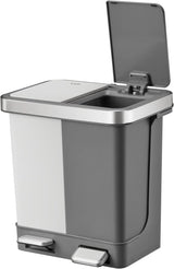 EKO EK6200 - 10L+10L - Pedal Type Recycler Duo Step Bin White/Gray 10L + 10L with Lid Without Inner Box - White&Gray - Al Kabayel Discount CentreEKO EK6200 - 10L+10L - Pedal Type Recycler Duo Step Bin White/Gray 10L + 10L with Lid Without Inner Box - White&GrayOrganizers & AccessoriesEKOAl Kabayel Discount Centre