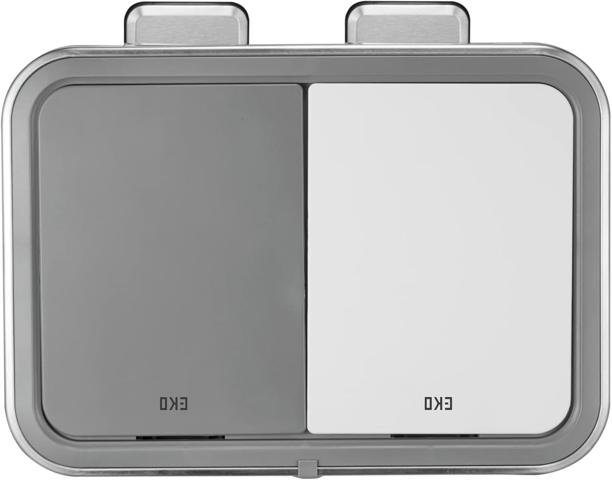 EKO EK6200 - 10L+10L - Pedal Type Recycler Duo Step Bin White/Gray 10L + 10L with Lid Without Inner Box - White&Gray - Al Kabayel Discount CentreEKO EK6200 - 10L+10L - Pedal Type Recycler Duo Step Bin White/Gray 10L + 10L with Lid Without Inner Box - White&GrayOrganizers & AccessoriesEKOAl Kabayel Discount Centre