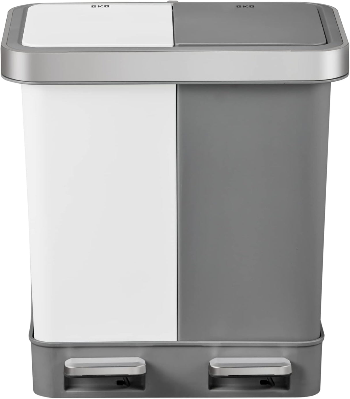 EKO EK6200 - 10L+10L - Pedal Type Recycler Duo Step Bin White/Gray 10L + 10L with Lid Without Inner Box - White&Gray - Al Kabayel Discount CentreEKO EK6200 - 10L+10L - Pedal Type Recycler Duo Step Bin White/Gray 10L + 10L with Lid Without Inner Box - White&GrayOrganizers & AccessoriesEKOAl Kabayel Discount Centre