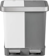 EKO EK6200 - 10L+10L - Pedal Type Recycler Duo Step Bin White/Gray 10L + 10L with Lid Without Inner Box - White&Gray - Al Kabayel Discount CentreEKO EK6200 - 10L+10L - Pedal Type Recycler Duo Step Bin White/Gray 10L + 10L with Lid Without Inner Box - White&GrayOrganizers & AccessoriesEKOAl Kabayel Discount Centre