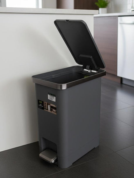 EKO Slim Pedal Bin 10 Litre – Premium Quality Stainless Look Plastic Dustbin, Gray Color for Modern Spaces - Al Kabayel Discount CentreEKO Slim Pedal Bin 10 Litre – Premium Quality Stainless Look Plastic Dustbin, Gray Color for Modern SpacesTrash CanEKOAl Kabayel Discount Centre