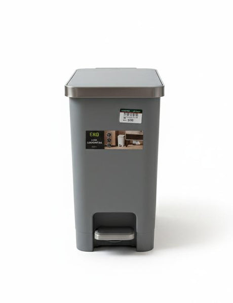 EKO Slim Pedal Bin 10 Litre – Premium Quality Stainless Look Plastic Dustbin, Gray Color for Modern Spaces - Al Kabayel Discount CentreEKO Slim Pedal Bin 10 Litre – Premium Quality Stainless Look Plastic Dustbin, Gray Color for Modern SpacesTrash CanEKOAl Kabayel Discount Centre
