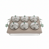 Elegant 6 - Section Glass Candy Bowl with Beige Metal Holder & Silver Lid – Luxury Serving Tray for Nuts Chocolates Dates and Dry Fruits 35×24 cm - Al Kabayel Discount CentreElegant 6 - Section Glass Candy Bowl with Beige Metal Holder & Silver Lid – Luxury Serving Tray for Nuts Chocolates Dates and Dry Fruits 35×24 cmJars & Food SaversAKDCAl Kabayel Discount Centre