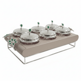 Elegant 6 - Section Glass Candy Bowl with Beige Metal Holder & Silver Lid – Luxury Serving Tray for Nuts Chocolates Dates and Dry Fruits 35×24 cm - Al Kabayel Discount CentreElegant 6 - Section Glass Candy Bowl with Beige Metal Holder & Silver Lid – Luxury Serving Tray for Nuts Chocolates Dates and Dry Fruits 35×24 cmJars & Food SaversAKDCAl Kabayel Discount Centre