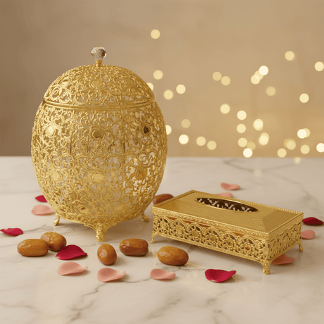 Elegant Acrylic Dustbin with Gold Metal Base and Coordinated Tissue Box Set – Luxury Home Accessory – 36 × 21 cm & 26 × 13 cm - Al Kabayel Discount CentreElegant Acrylic Dustbin with Gold Metal Base and Coordinated Tissue Box Set – Luxury Home Accessory – 36 × 21 cm & 26 × 13 cmOrganizers & AccessoriesAKDCAl Kabayel Discount Centre