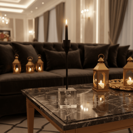 Elegant Crystal & Black Metal Decorative Candle Holder for Luxury Interior Styling – 20cm - Al Kabayel Discount CentreElegant Crystal & Black Metal Decorative Candle Holder for Luxury Interior Styling – 20cmHome Décor AccentsAKDCAl Kabayel Discount Centre