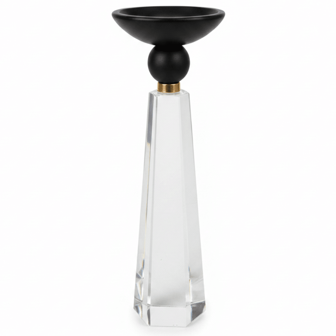 Elegant Crystal & Black Wooden Candle Holder Stand for Premium Decorative Styling – 20cm - Al Kabayel Discount CentreElegant Crystal & Black Wooden Candle Holder Stand for Premium Decorative Styling – 20cmHome Décor AccentsAKDCAl Kabayel Discount Centre