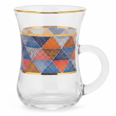 Elegant Geometric Glass Tea Mug — 100ml | Turkish - Style Handled Cup - Al Kabayel Discount CentreElegant Geometric Glass Tea Mug — 100ml | Turkish - Style Handled CupMugsAKDCAl Kabayel Discount Centre