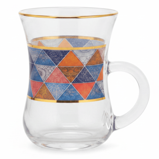 Elegant Geometric Glass Tea Mug — 100ml | Turkish - Style Handled Cup - Al Kabayel Discount CentreElegant Geometric Glass Tea Mug — 100ml | Turkish - Style Handled CupMugsAKDCAl Kabayel Discount Centre