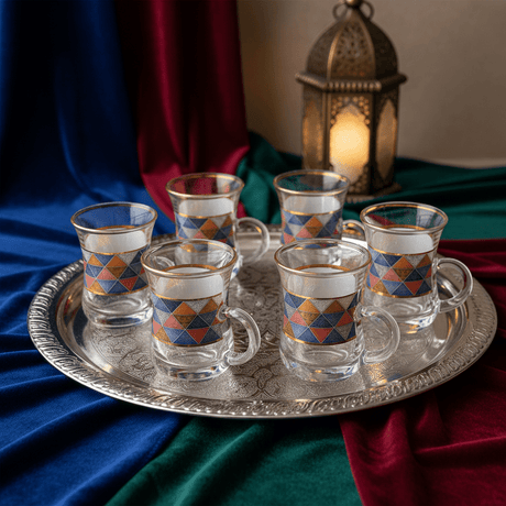 Elegant Geometric Glass Tea Mug — 100ml | Turkish - Style Handled Cup - Al Kabayel Discount CentreElegant Geometric Glass Tea Mug — 100ml | Turkish - Style Handled CupMugsAKDCAl Kabayel Discount Centre
