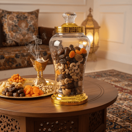 Elegant Glass Candy Jar with Golden Base & Lid — 3000ml - Al Kabayel Discount CentreElegant Glass Candy Jar with Golden Base & Lid — 3000mlJars & Food SaversAKDCAl Kabayel Discount Centre