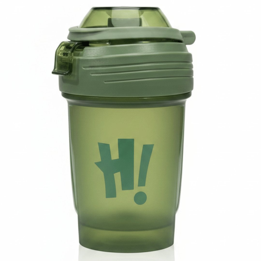 Elegant Green Plastic Drinking Bottle with Modern H! Print Pattern – 350 ml - Al Kabayel Discount CentreElegant Green Plastic Drinking Bottle with Modern H! Print Pattern – 350 mlWater BottlesAKDCAl Kabayel Discount Centre